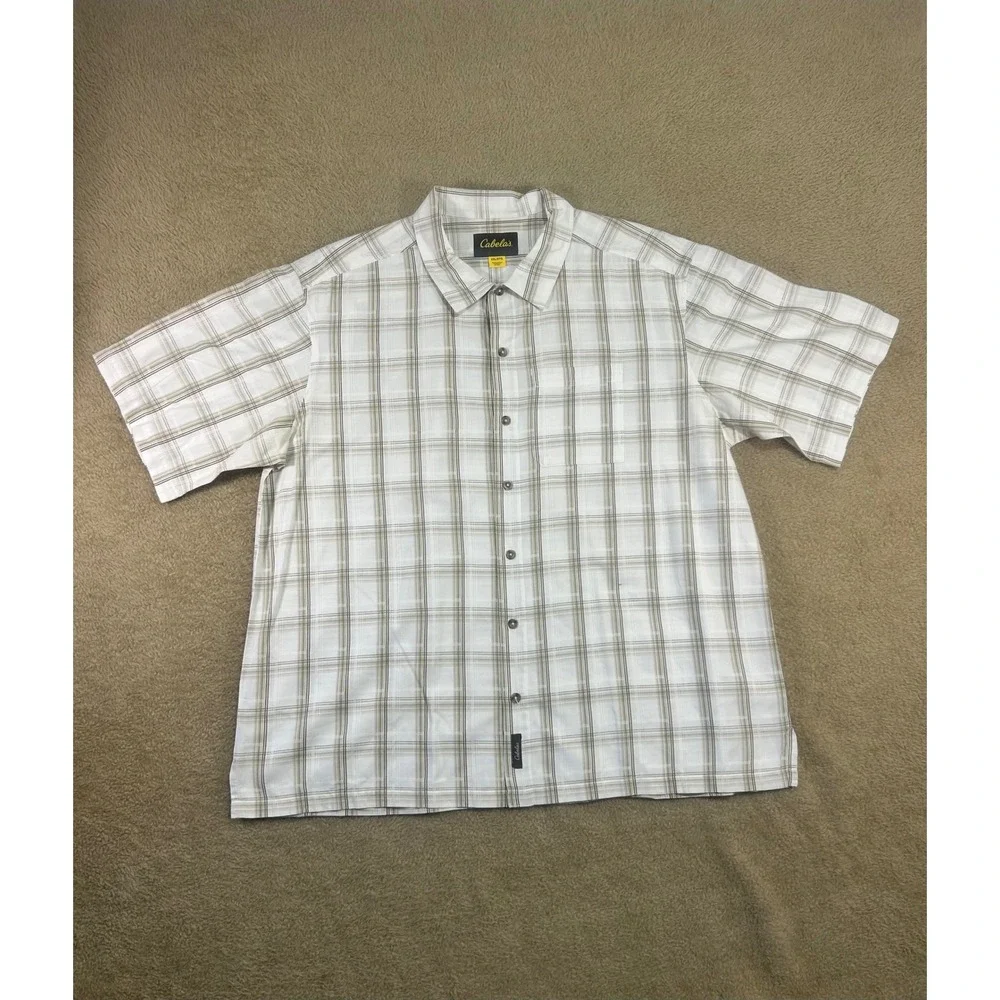 Cabelas Lot of 2 Mens 2XL Reg Plaid Short Sleeve Button‎ Up Shirt Casual Outdoor - Picture 7 of 12